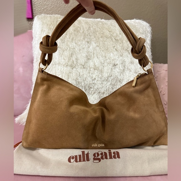 cult gaia Handbags - CULT GAIA Camel Brown Suede HERA bag